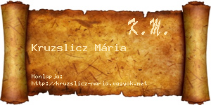 Kruzslicz Mária névjegykártya